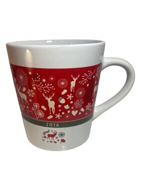 2016 Merry Christmas Deer Ceramic Mug Red & White Holiday Design Giant Tiger